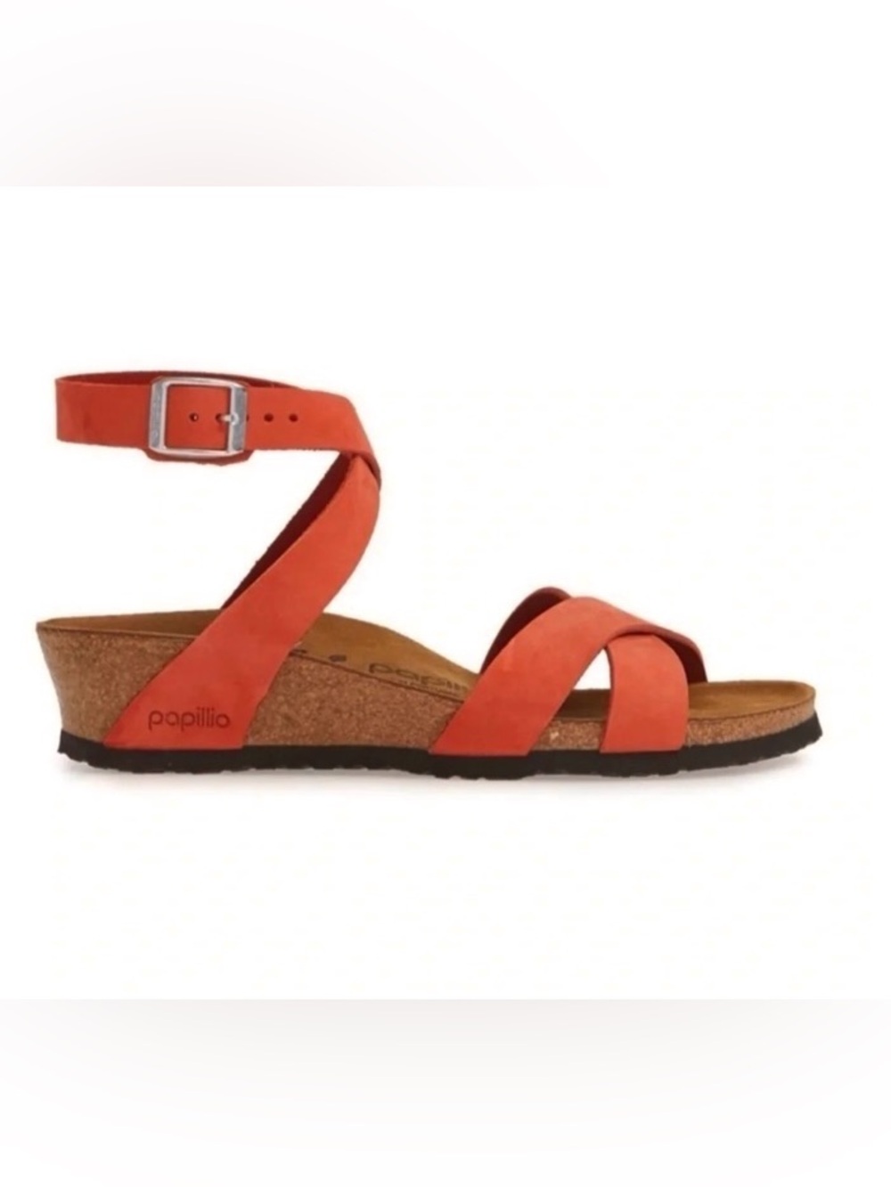 Papillio by Birkenstock Lola Wedge Sandals 38 Muted Red Resort Beach Comfort